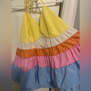 Rainbow Halter Tank top, size L